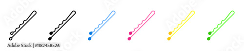 Bobby pin icons collection in black and blue colors