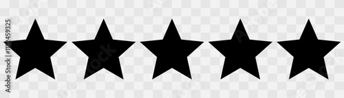  Five star rating, 5 (five) stars, customer quality symbol, vector product rating review flat icon, Star icon. Vector yellow isolated five stars. Customer feedback concept. eps10