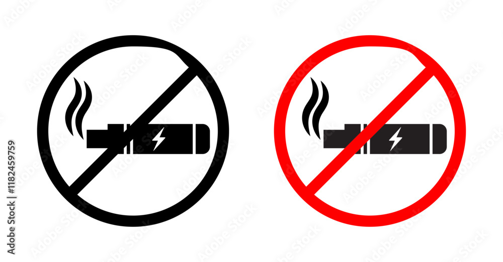 No smoking including electronic cigarettes sign vector vector set for UI designs No smoking including electronic cigarettes sign vector vector set for UI designs