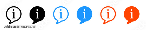 Information icons collection in black and blue colors