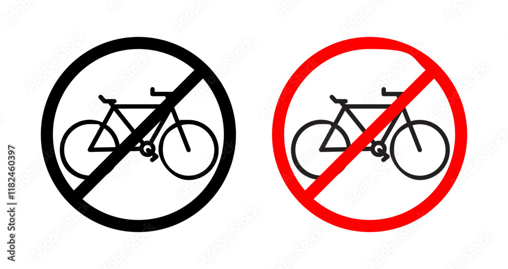 Bicycle prohibition signs vector set for UI designs Bicycle prohibition signs vector set for UI designs