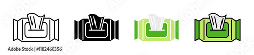 Wipes pack icons collection in black and blue colors