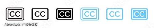 Closed caption icons collection in black and blue colors