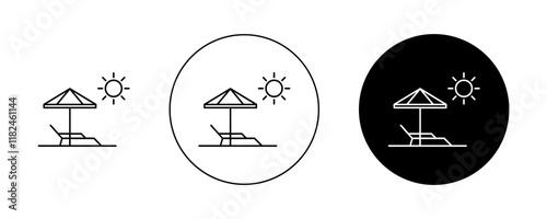 Beach chair icons vector set for UI designs
