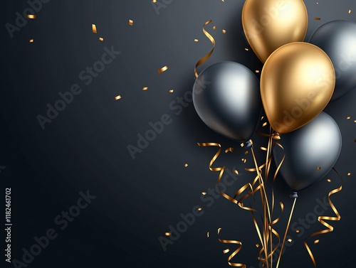 Elegant Black and Gold Balloons Party Background