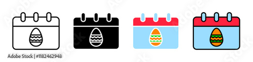 Easter calendar icons vector set for UI designs