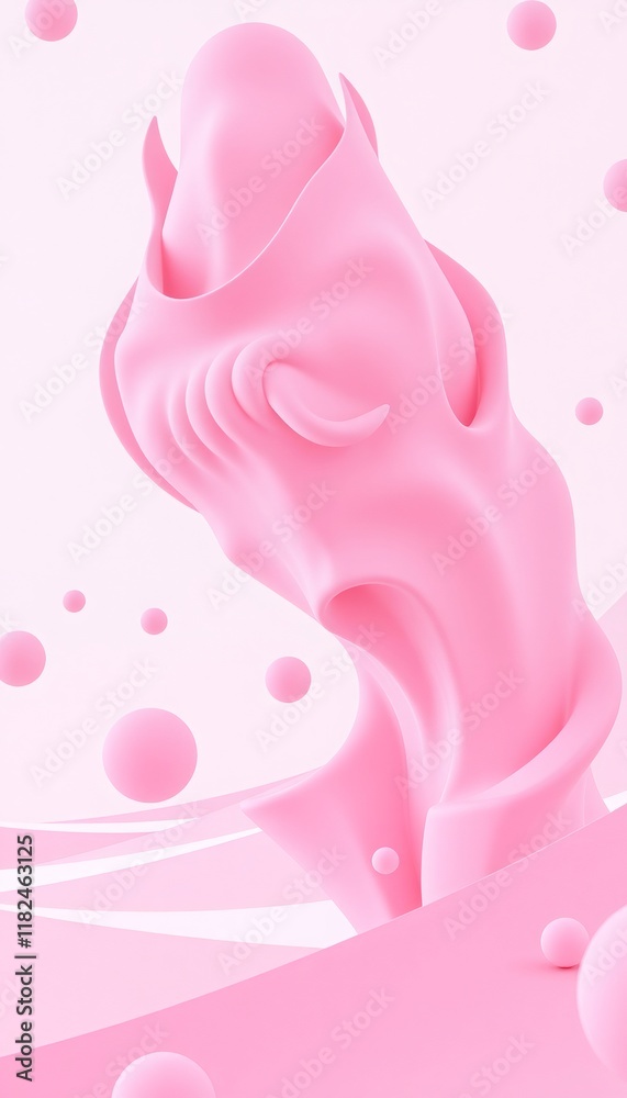 Abstract Pink Liquid Splashes With Spheres. Abstract Pink Liquid Splashes With Spheres.