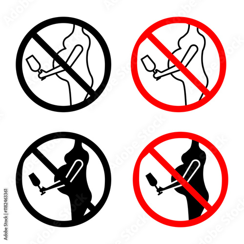 No alcohol during pregnancy period sign vector set for UI designs