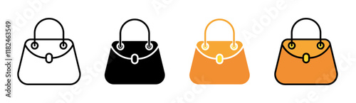 Hand bag icons vector set for UI designs