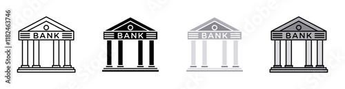 Bank building icons vector set for UI designs