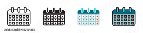 Table calendar icons vector set for UI designs