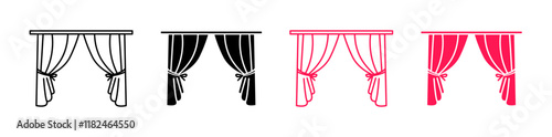 Curtain icons vector set for UI designs