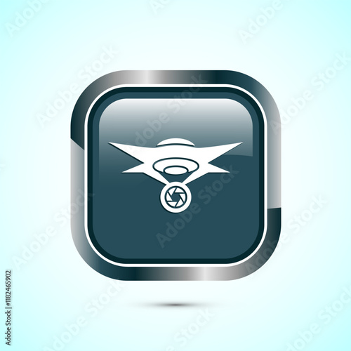Drone icon design illustration. Drone quadrocopter logo sign symbol, Gray color square button design