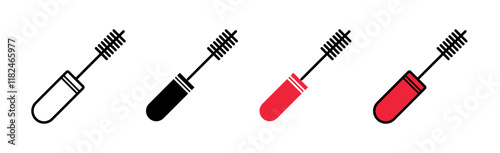 Mascara brush icons collection in black and blue colors
