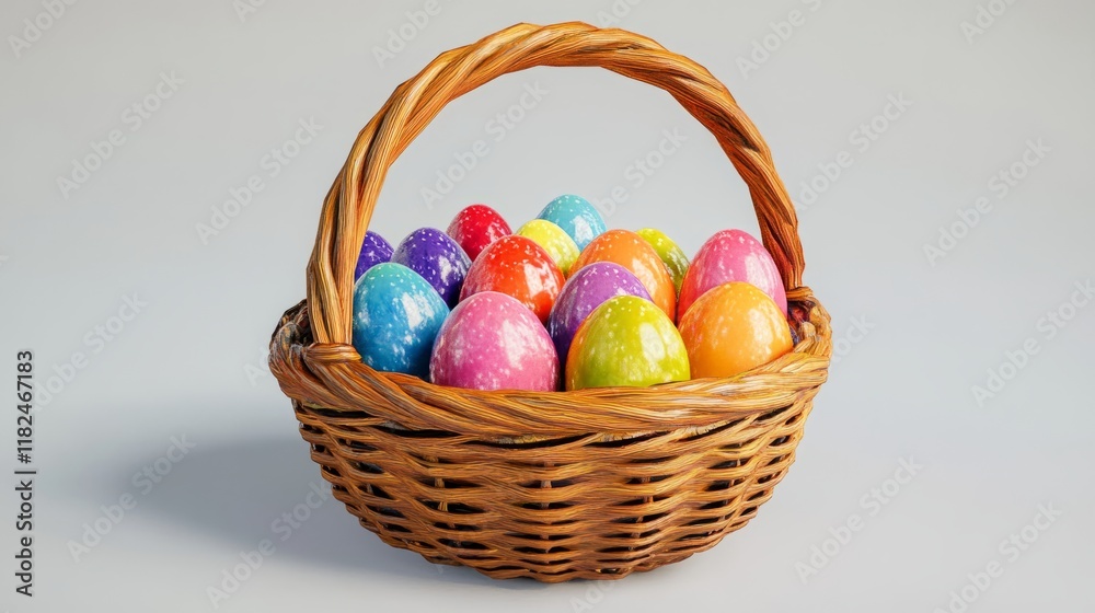 Naklejka premium Colorful easter egg basket with vibrant patterns