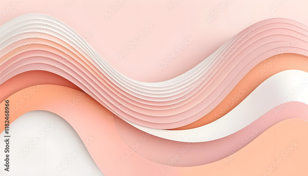 Obraz premium Abstract pastel pink waves, layered paper design.