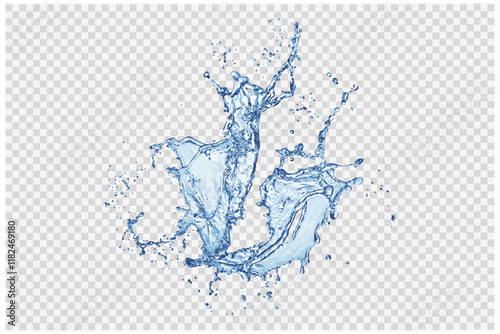 blue water splash isolated on a white background