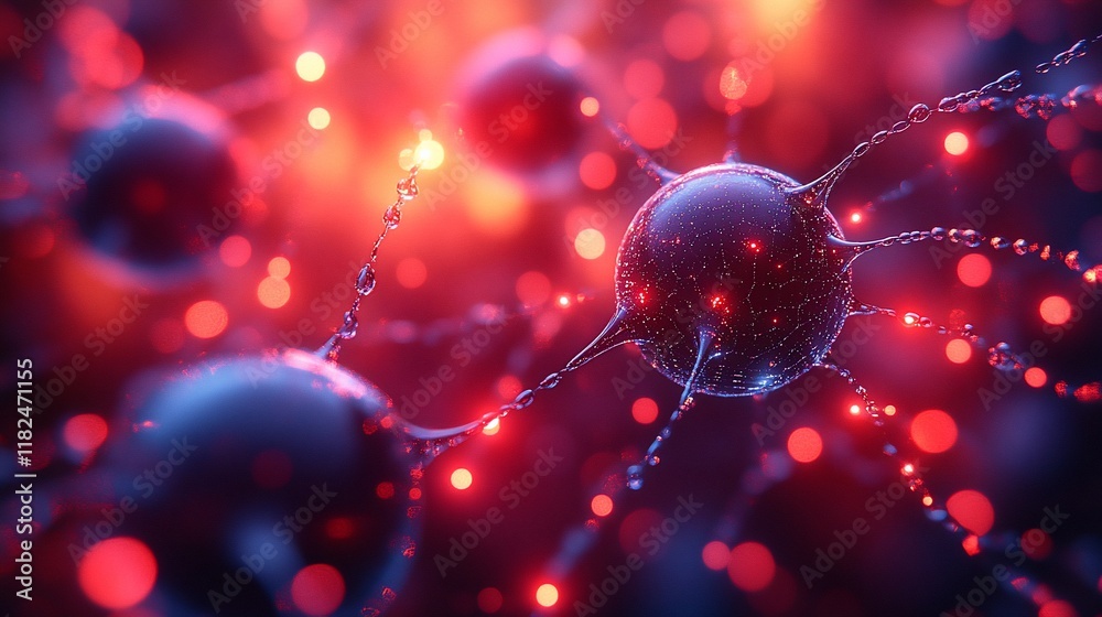Abstract Cellular Structure Red And Blue Hues Abstract Cellular Structure Red And Blue Hues