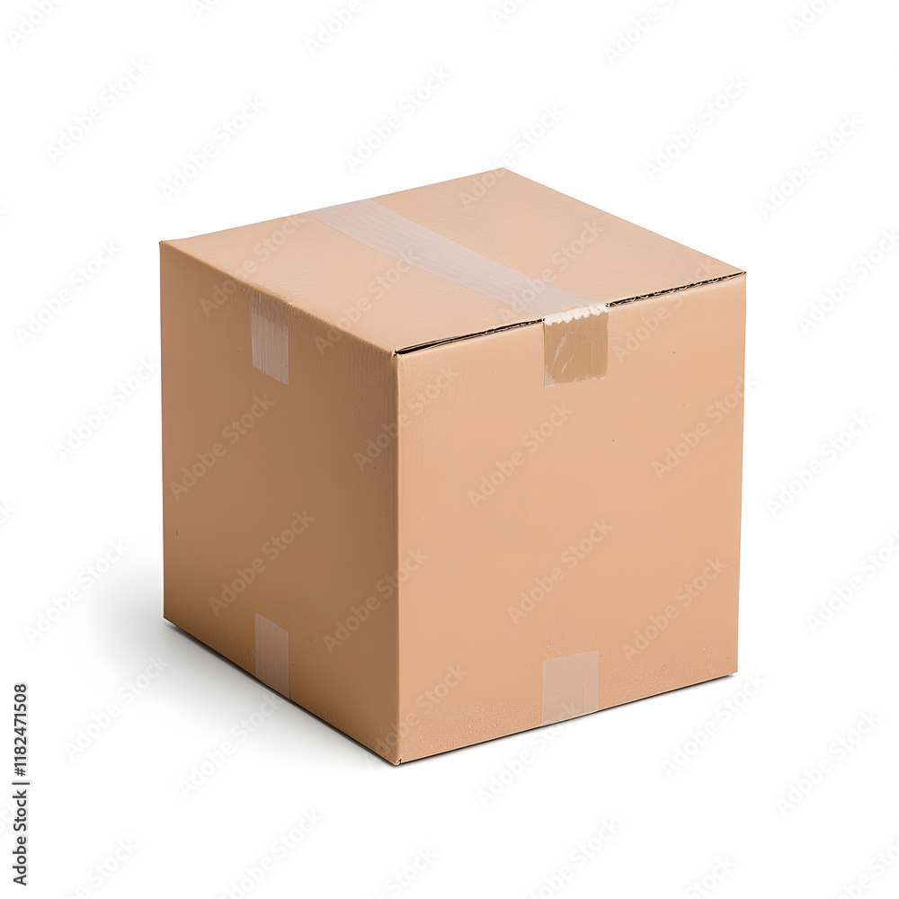 Parcel brown cardboard box pack mock up isolated on white Parcel brown cardboard box pack mock up isolated on white