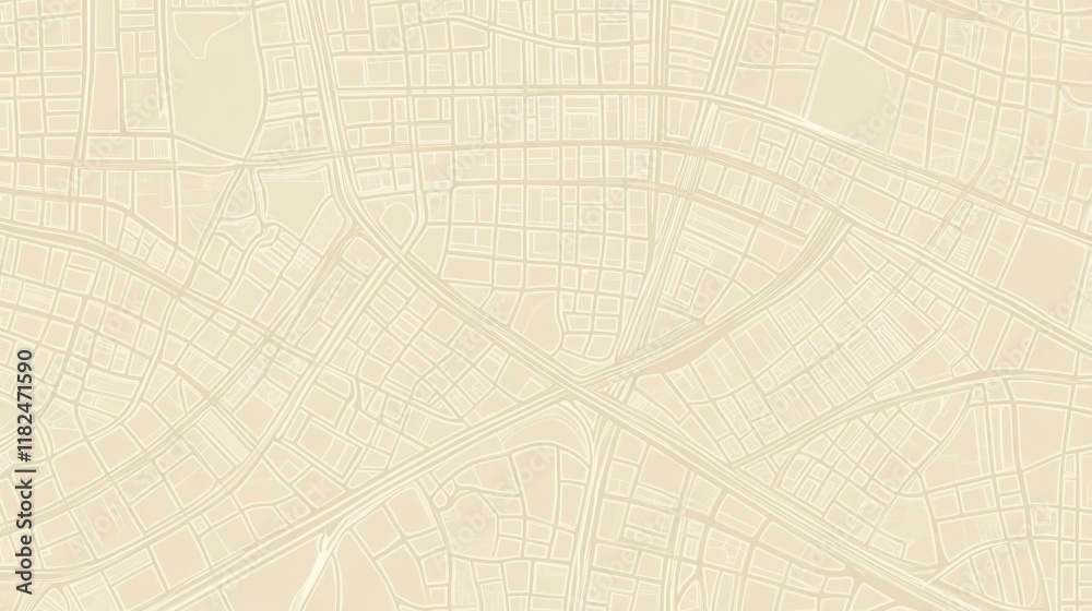 Fototapeta premium Abstract beige city map aerial view.