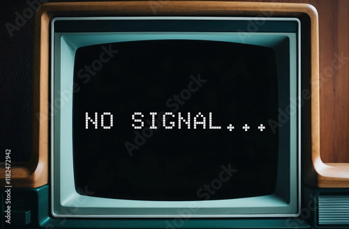 NO SIGNAL... word text on tv screen