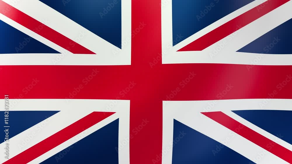 A seamless 3D loop animation of the flag of the United Kingdom waving gently in the wind. High-resolution 4K video ideal for patriotic displays, backgrounds, and digital art projects. A seamless 3D loop animation of the flag of the United Kingdom waving gently in the wind. High-resolution 4K video ideal for patriotic displays, backgrounds, and digital art projects.