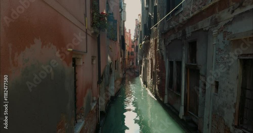 Empty canal in Venice during a sunny winter morning