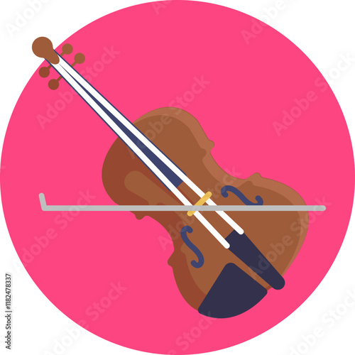 A stylized cello with bold curves and vibrant accents, radiating energy as abstract waves echo jazz melodies.