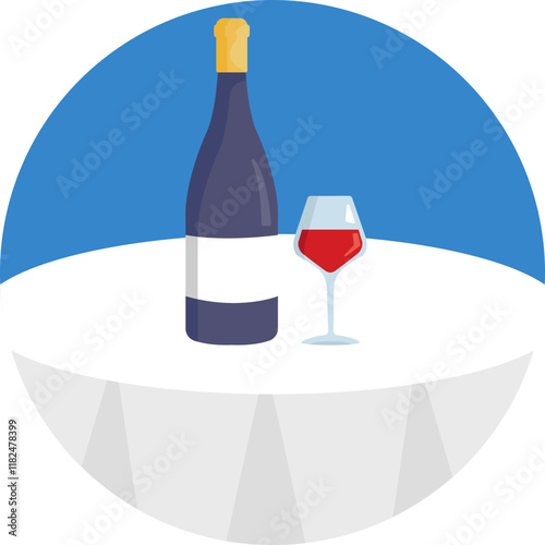 A sleek wine glass, filled with a deep red wine, sits elegantly with a slight reflection under soft stage lights, embodying the smooth allure of jazz.