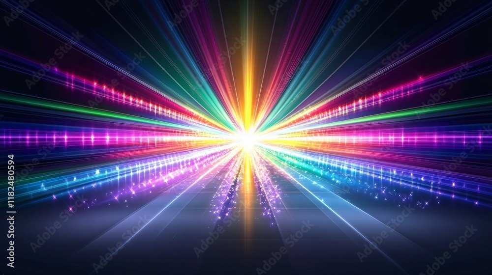 Obraz premium Vibrant Rainbow Light Burst Abstract Background