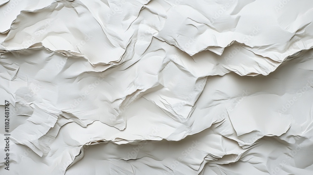 Fototapeta premium Abstract textured white paper surface with shadows and depth
