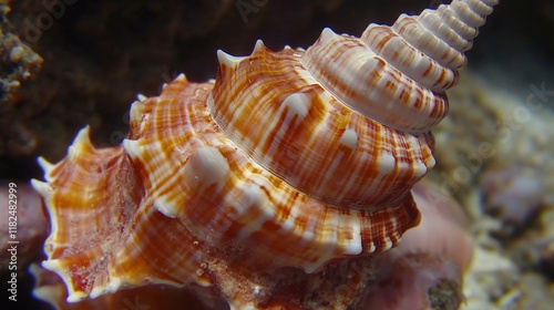 Stunning Closeup of Orange and White Spiral Seashell photo