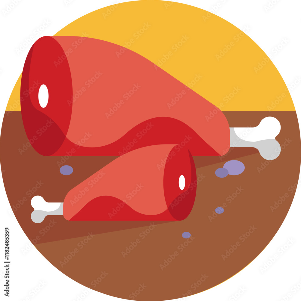 A symbol of sustenance, representing the early human reliance on meat for survival. A symbol of sustenance, representing the early human reliance on meat for survival.