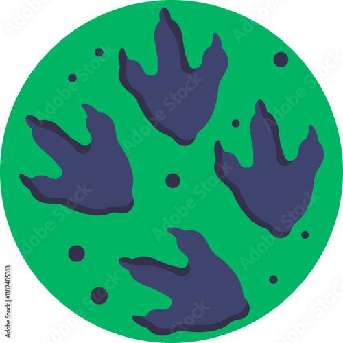 A symbolic representation of early human or animal footprints from prehistoric times, signifying movement across ancient landscapes.