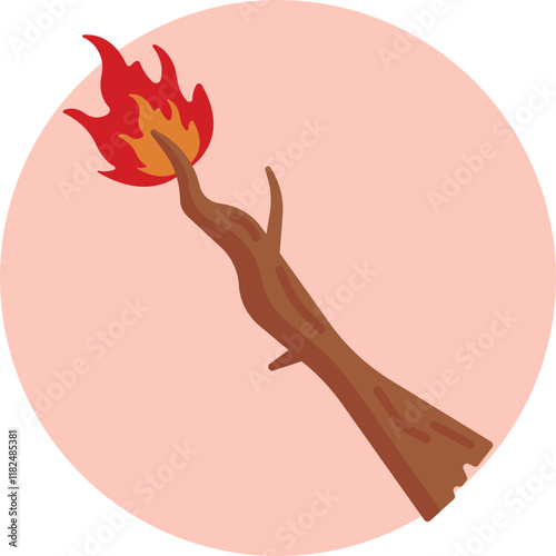 A simple depiction of a fire, representing early human mastery over heat and light.