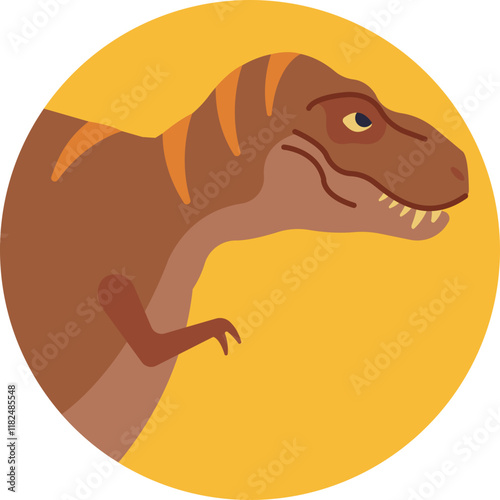 The mighty Tyrannosaurus, the apex predator of the late Cretaceous, dominates the prehistoric world with its powerful jaws and towering presence.