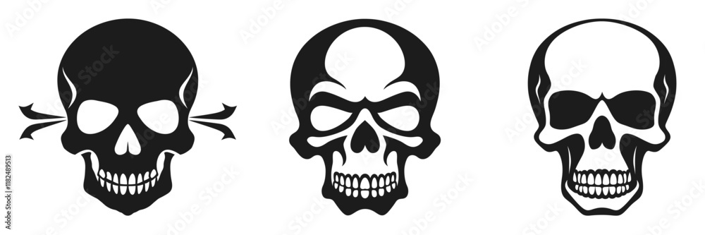 Minimalist Black Skull and Crossbones Vector Minimalist Black Skull and Crossbones Vector