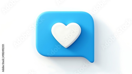 Shiny blue heart symbol on a white background celebrating love and romance