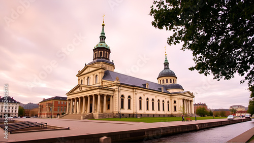 Neoclassical Gothenburg Cathedral (Gustavi domkyrka) lies near heart of city, cathedral built in 1815 and replaced an earlier cathedral built in XVII century. Gothenburg, Sweden. photo