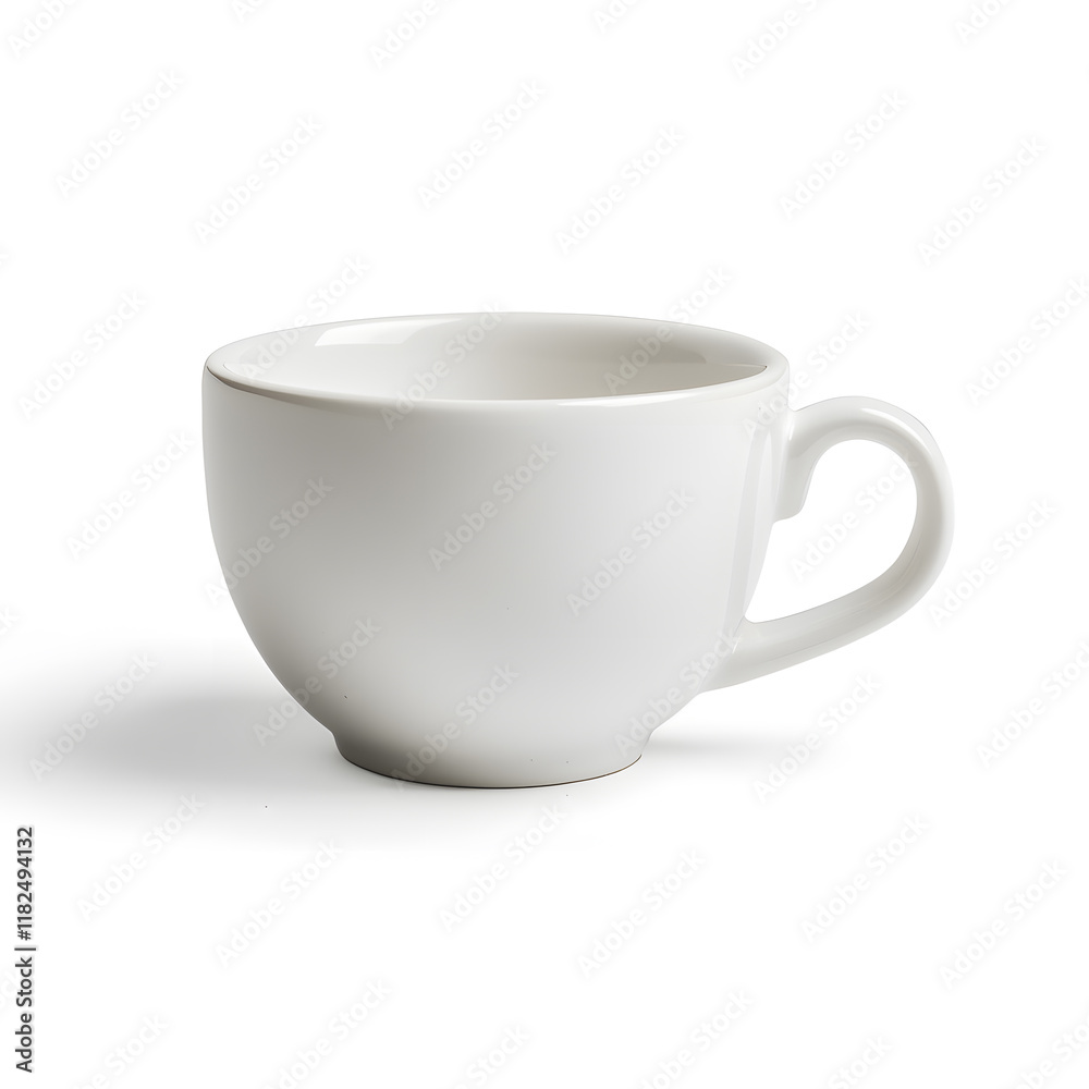 Side view empty cup for tea or coffee mock up isolated on white background Side view empty cup for tea or coffee mock up isolated on white background