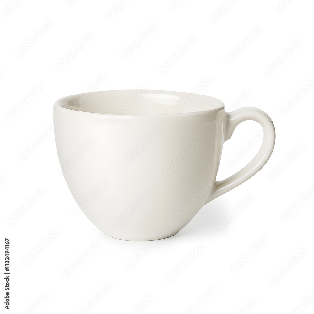 Side view empty cup for tea or coffee mock up isolated on white background Side view empty cup for tea or coffee mock up isolated on white background