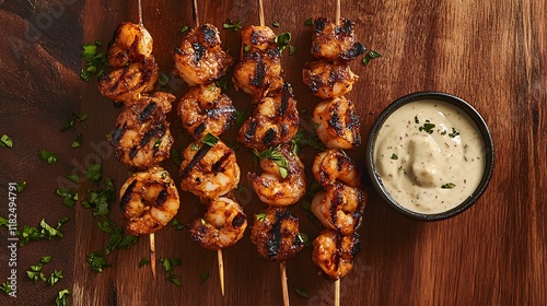 Grilled Shrimp Skewers with Creamy Dipping Sauce
