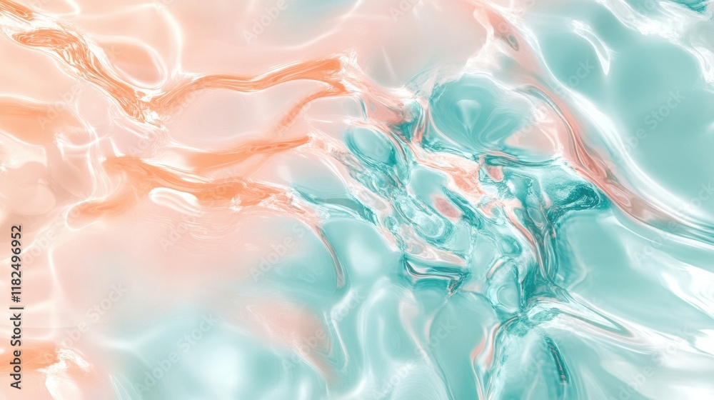 Obraz premium Underwater ripple effects soft teal and light peach textures vibrant water theme high detail