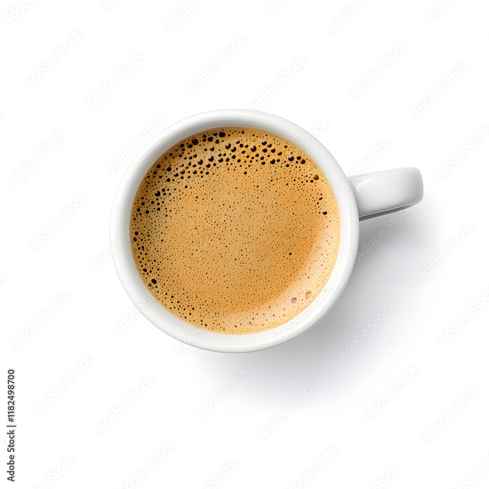 Cappuccino cup isolated top view on a white background Cappuccino cup isolated top view on a white background