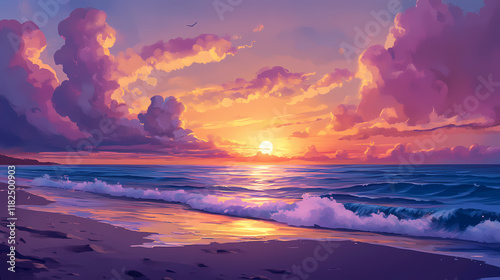 Nothing water ocean panoramic view aerial sky beautiful sunset serene clouds scene sea sunrise dusk beach horizon dawn seascape drone australian hill bay over coastlin. Morningtide. Illustration photo