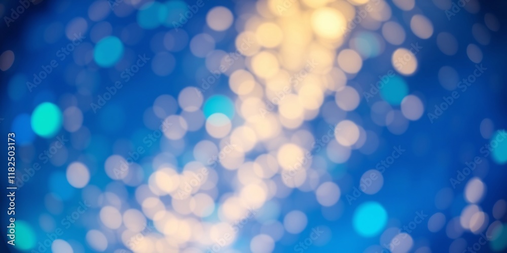 Fototapeta premium Bokeh light blurs background with white copy space, ideal for fresh and vibrant design projects. Defocused Lights Background with Lens Flare