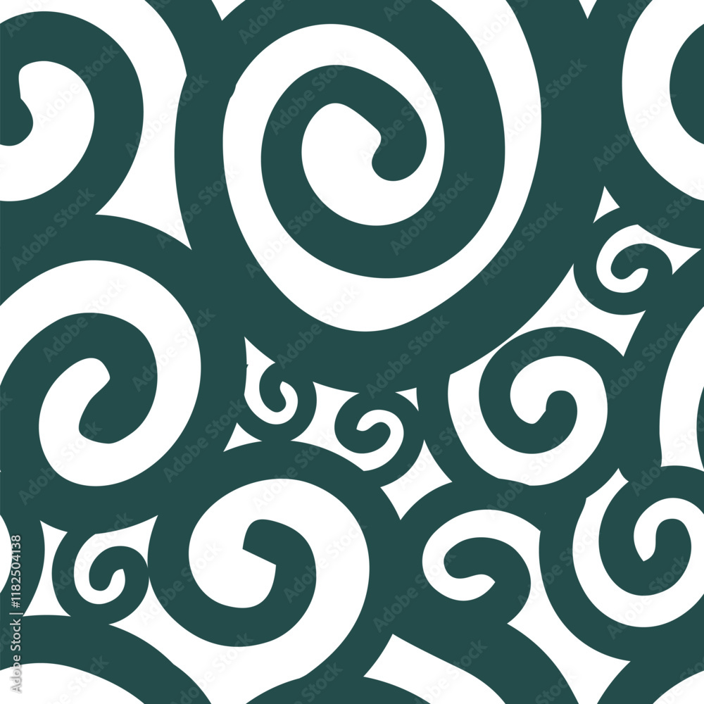 Fototapeta premium Swirls on white background seamless pattern. hand drawing. Not AI, Vector illustration.
