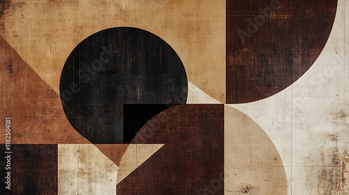 Abstract Geometric Artwork Featuring Earthy Tones and Shapes