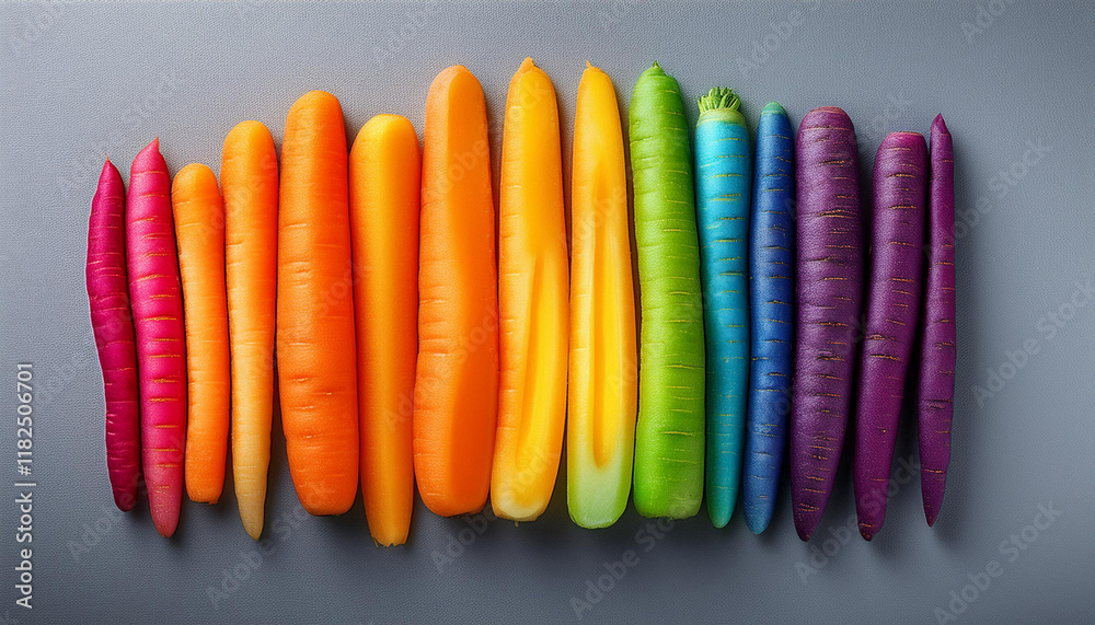 sliced rainbow carrots on a gray background sliced rainbow carrots on a gray background
