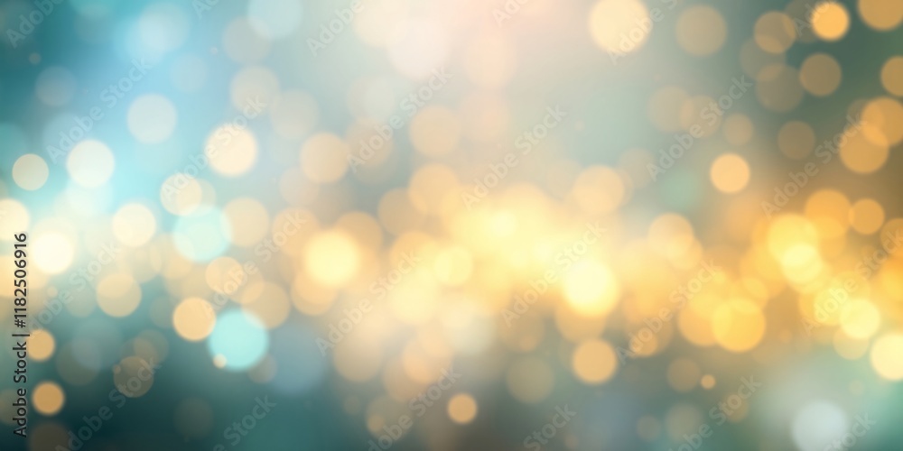 Fototapeta premium Bokeh light blurs background with white copy space, ideal for fresh and vibrant design projects. Defocused Lights Background with Lens Flare 